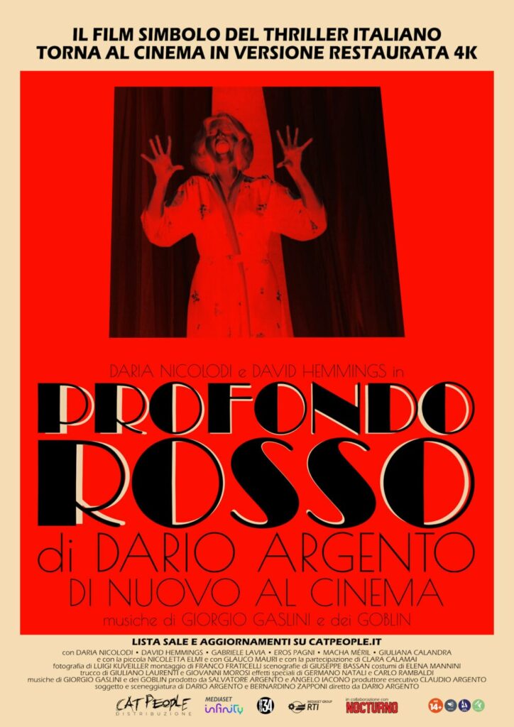 PROFONDO ROSSO di Dario Argento - Di nuovo al cinema - Lista sale e aggiornamenti su catopeople.it